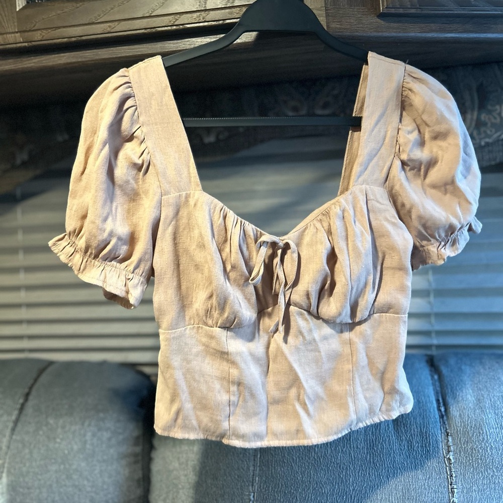 Haute Monde Orange and Beige/light pink Puff Sleeve Blouses - Picture 8 of 13